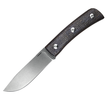 Straight Line BS-BB Fixed Blade Knife Buster Brown Burlap Micarta Handle M390 Plain Edge Stonewash Finish