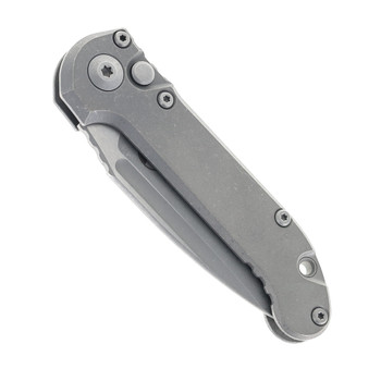 Microtech Knives LUDT Gen III Automatic Knife Apocalyptic Clip Point M390K Blade Slab Side Titanium Handle 1135-10APMS1