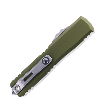 Microtech Ultratech Gen IV OTF Automatic T/E Stonewash Standard M390MK Blade OD Green Aluminum Handle 11234-10OD