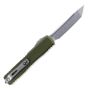 Microtech Ultratech Gen IV OTF Automatic T/E Stonewash Standard M390MK Blade OD Green Aluminum Handle 11234-10OD