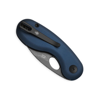 Kizer Microbe Folding Knife Blue Aluminum Handle 14C28N Drop Point Plain Edge Gray Stonewash Finish V2742A1