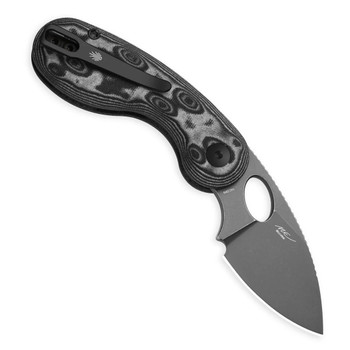 Kizer Microbe Folding Knife Vortex Micarta Handle 14C28N Drop Point Plain Edge Gray Stonewash Finish V2742A5