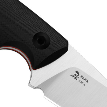 Kizer Snick Fixed Blade Knife Black G10 Handle AEB-L Sheepsfoot Plain Edge Satin Finish 1085A1