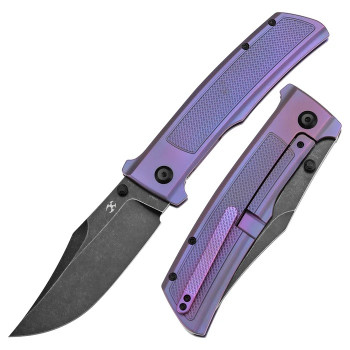(Wrong Box) Open Box/Returned Kansept Bison Folding Knife Purple Titanium Handle S35VN Plain Edge Blackwash Finish K1108A5