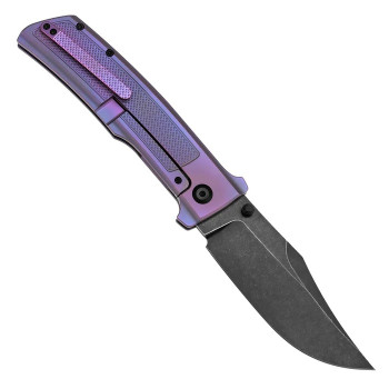 (Wrong Box) Open Box/Returned Kansept Bison Folding Knife Purple Titanium Handle S35VN Plain Edge Blackwash Finish K1108A5