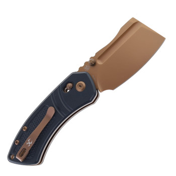 Tenable Korvid V Folding Knife Diamond Black G10 Handle D2 Plain Edge Rose Gold Finish TE2030V1