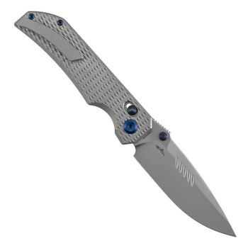 Kansept EagleStrike Folding Knife Beadblast Titanium Handle S35VN Drop Point Plain Edge Stonewash Finish K1095V4