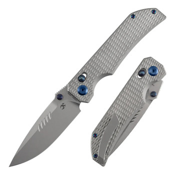 Kansept EagleStrike Folding Knife Beadblast Titanium Handle S35VN Drop Point Plain Edge Stonewash Finish K1095V4