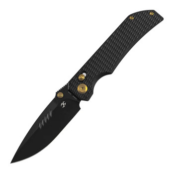 Kansept EagleStrike Folding Knife Black Titanium Handle S35VN Drop Point Plain Edge Blackwash Finish K1095V6