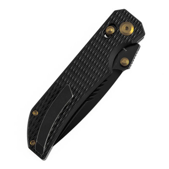 Kansept EagleStrike Folding Knife Black Titanium Handle S35VN Drop Point Plain Edge Blackwash Finish K1095V6