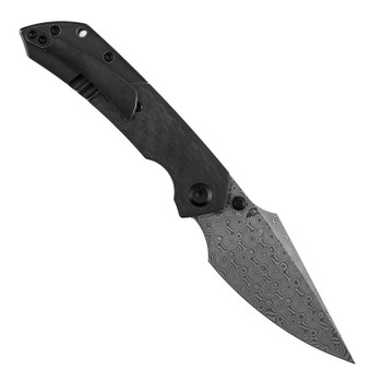 Kansept Fenrir Folding Knife Titanium/Twill Carbon Fiber/G10 Handle Damascus Wharncliffe Plain Edge K1034D1