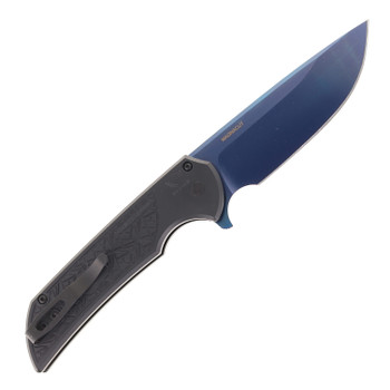 Pro-Tech Knives Mordax NEXUS Textured Black Handle Sapphire Blue PVD Magnacut Blade Abalone Button Automatic Knife MX106-SB NEXUS