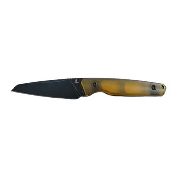 Tenable Parr Fixed Blade Knife Amber PEI/Ultem Handle 14C28N Reverse Tanto Plain Edge Blackwash Finish G011B6