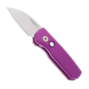 Pro-Tech Knives Red Runt 5 Automatic Knife Aluminum Purple Handle Machine Satin Magnacut Wharncliffe Blade R5300-LTD Purple