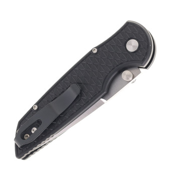 Pro-Tech Knives TR-3 Integrity Button Lock Manual Folding Knife Relic Textured Black Handle Satin Magnacut INT1105-LTD