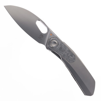 Poikilo Folding Knife Grey Titanium Handle M398 Plain Edge