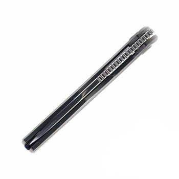 Poikilo Folding Knife DLC Titanium Handle M398 Drop Point Plain Edge Mirror Stonewash Finish ANARCNIDE-FENRIR - M