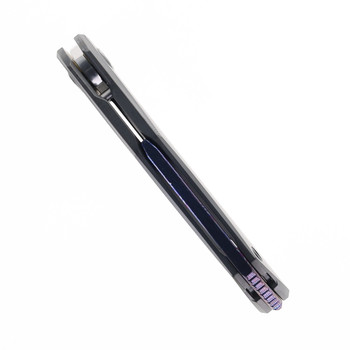 Poikilo Folding Knife DLC Titanium Handle M398 Drop Point Plain Edge Mirror Stonewash Finish ANARCNIDE-FENRIR - M