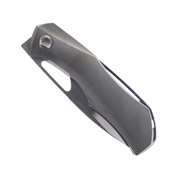 Poikilo Folding Knife DLC Titanium Handle M398 Drop Point Plain Edge Mirror Stonewash Finish ANARCNIDE-FENRIR - M