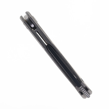 Poikilo Folding Knife Dark Stonewash Titanium Handle M398 Drop Point Plain Edge Pearlescent Stonewash Finish ANARCNIDE-FENRIR - S2