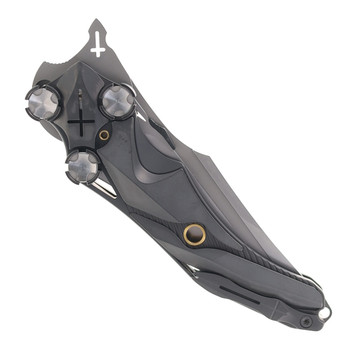 Poikilo Folding Knife Black Titanium Handle M398 Plain Edge Pearlescent Stonewash Finish MUNDUS-PENITENTIA - S1