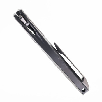 Poikilo Folding Knife Gray Titanium Handle M398 Plain Edge Pearlescent Stonewash Finish VK-ZAME(SHARK) - S1