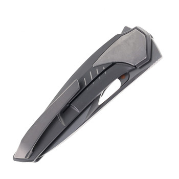 Poikilo Folding Knife Gray Titanium Handle M398 Plain Edge Pearlescent Stonewash Finish VK-ZAME(SHARK) - S1