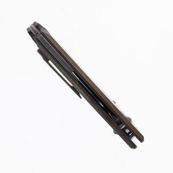 Poikilo Folding Knife Rusty Tank Titanium Handle M398 Plain Edge Dark Stonewash Finish TAS-VADER - S2