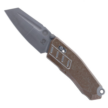 Poikilo Folding Knife Rusty Tank Titanium Handle M398 Plain Edge Dark Stonewash Finish TAS-VADER - S2