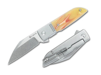 Finch Geneva Spur Folding Knife Cream Soda Handle 154CM Plain Edge GS530