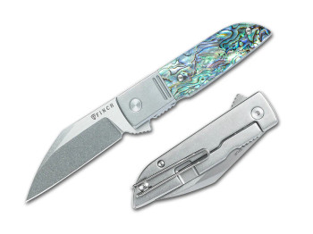 Finch Geneva Spur Folding Knife Abalone Handle 154CM Plain Edge GS600