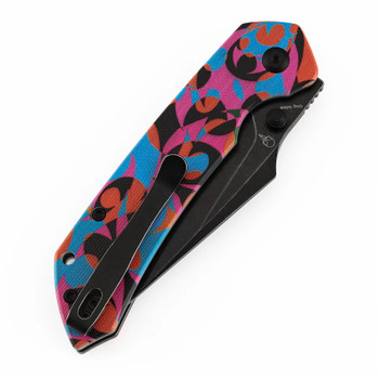 Tenable Fenrir Folding Knife Jade G10/Multicolor Camouflage Handle D2 Harpoon Plain Edge Blackwash Finish B1034H15