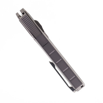 Remette Swordfish Folding Knife Gray/Black Aluminum Handle 14C28N Clip Point Sandblast Finish ZL103C1