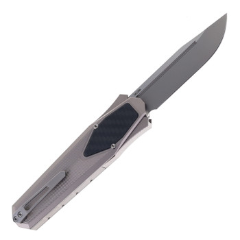 Remette Swordfish Folding Knife Gray/Black Aluminum Handle 14C28N Clip Point Sandblast Finish ZL103C1