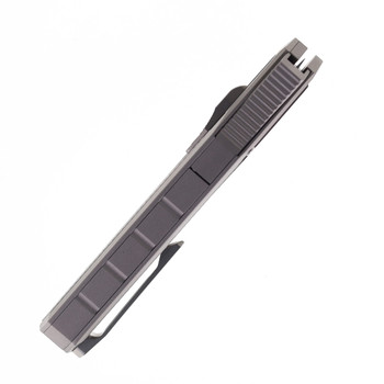 Remette Swordfish Folding Knife Gray/Black Aluminum Handle 14C28N Reverse Tanto Stonewash Finish ZL103C2