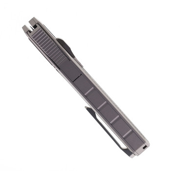 Remette Swordfish Folding Knife Gray/Black Aluminum Handle 14C28N Reverse Tanto Stonewash Finish ZL103C2