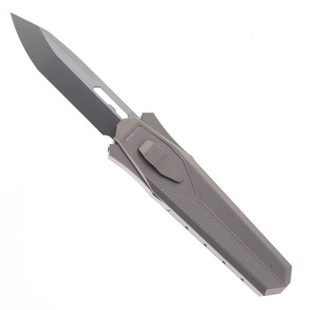 Remette Swordfish Folding Knife Gray/Black Aluminum Handle 14C28N Reverse Tanto Stonewash Finish ZL103C2