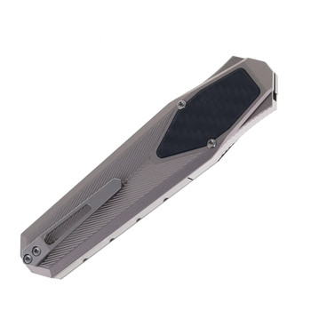 Remette Swordfish Folding Knife Gray/Black Aluminum Handle 14C28N Reverse Tanto Stonewash Finish ZL103C2