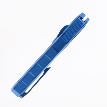 Remette Swordfish Folding Knife Light Blue Aluminum Handle 14C28N Clip Point Stonewash Finish ZL103C3