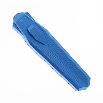 Remette Swordfish Folding Knife Light Blue Aluminum Handle 14C28N Clip Point Stonewash Finish ZL103C3
