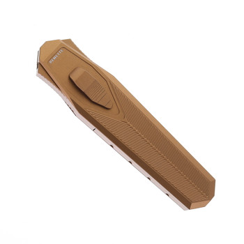 Remette Swordfish Folding Knife Brown Aluminum Handle 14C28N Clip Point Stonewash Finish ZL103C5