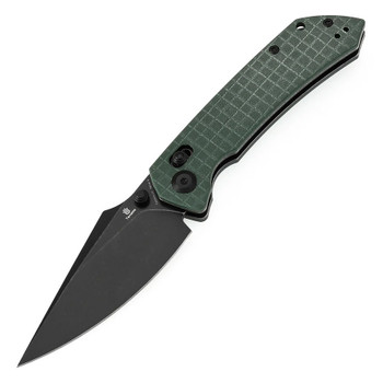 (Open Box) Returned Tenable Fenrir Folding Knife Green G10 Frag Handle Nitro-V Plain Blackwash Blade T1034V12