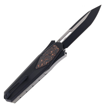 Remette Swordfish Folding Knife Black Aluminum Handle 14C28N Spear Point Plain Edge Black Titanium Coated Finish ZL103C8