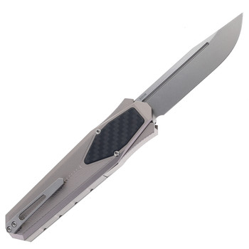 Remette Swordfish Folding Knife Gray Aluminum Handle S35VN Clip Point Stonewash Finish ZL103D2