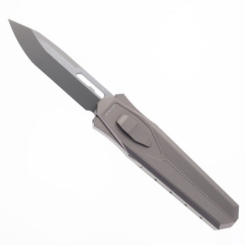 Remette Swordfish Folding Knife Gray Aluminum Handle S35VN Reverse Tanto Sandblast Finish ZL103D3