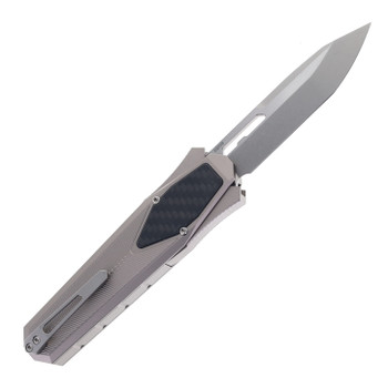 Remette Swordfish Folding Knife Gray Aluminum Handle S35VN Reverse Tanto Stonewash Finish ZL103D4