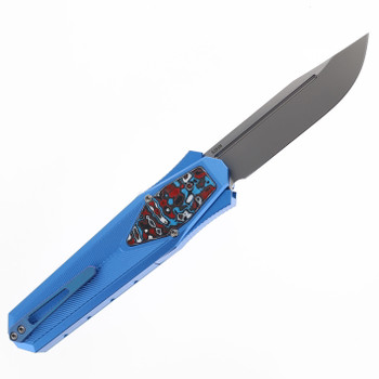 Remette Swordfish Folding Knife Light Blue Aluminum Handle S35VN Clip Point Sandblast Finish ZL103D5