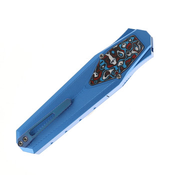 Remette Swordfish Folding Knife Light Blue Aluminum Handle S35VN Clip Point Plain Edge Stonewash Finish ZL103D6