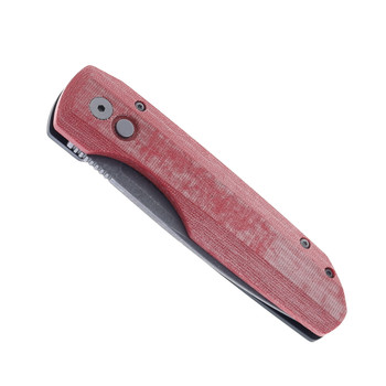 Pro-Tech Knives Vero Synapse Design Automatic Knife Black Aluminum/Red Linen Micarta Handle Acid Washed MagnaCut Blade VERO1211-AW Red Linen