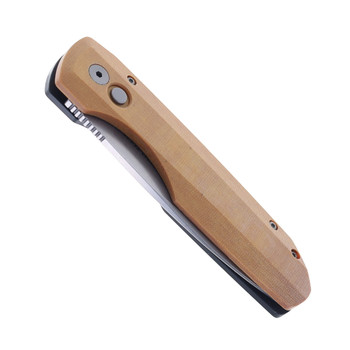 Pro-Tech Knives Vero Synapse Design Automatic Knife Black Aluminum/Natural Linen Micarta Handle Stonewashed MagnaCut Blade VERO1211-AW Natural Linen